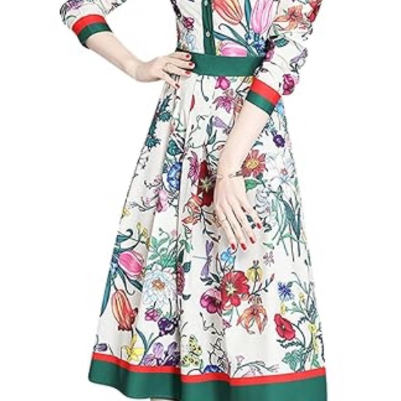 Vibrant Inspired Floral Long Sleeve Dress - Picture 5 of 6